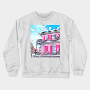 Watercolor Pink New Orleans French Quarter Nola Home Crewneck Sweatshirt